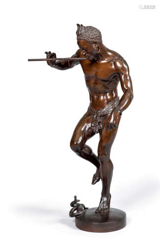 约1880年 法国青铜雕塑《努比亚舞者》（又名《弄蛇人》 ）