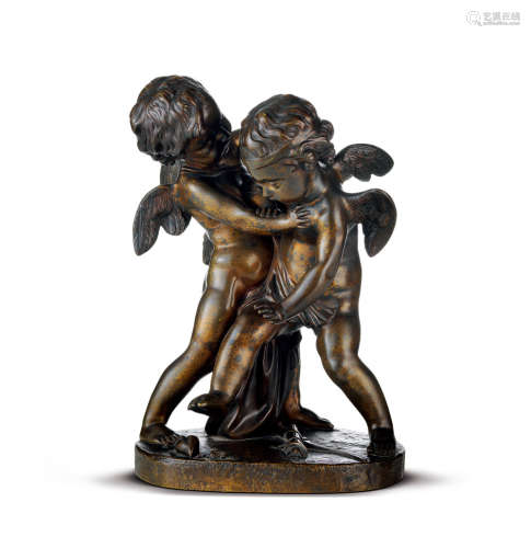 19世纪晚期 法国铜鎏金丘比特雕塑