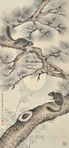 王季迁（1906～2003） 阏逢涒滩 立轴 设色纸本