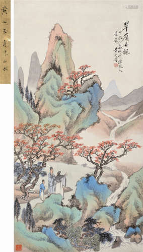 黄山寿（1855～1919） 翠领丹枫 立轴 设色纸本