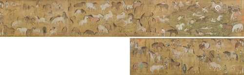 Anonymous-A Hundred Horse Handscroll Ink And Color On Silk