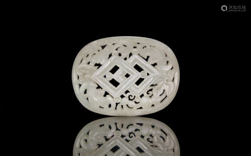 Qing-A White Jade Carved Fu,Lu,Shou Pendant