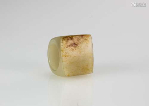 Qing-A Russet White Jade Archers Ring