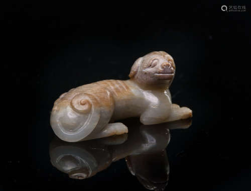 Qing-A Russet Celadon Jade Carved Dog