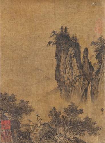 Attributed - Yuan or Ming-A LanadScrape Ink On Silk,Hanginging Scroll