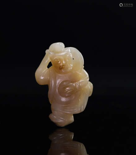 Qing-A White Jade Carved ‘KuiXing’