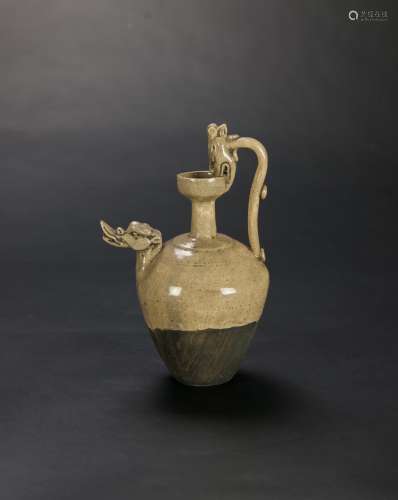 Antiqe-A Celadon Crackle Glazed ‘Dragon’ Ewer