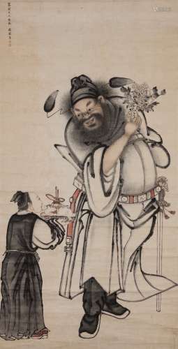Qing-Qian Heian Ink And Color On Paper,Hanging Scroll