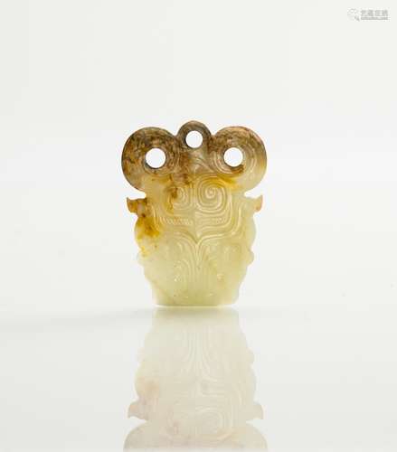 Han- A Mask White Jade Pendant