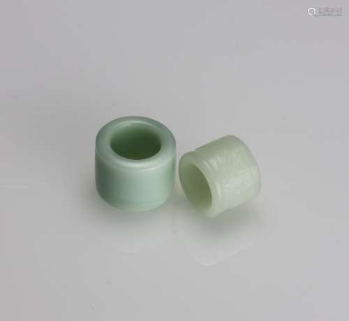 Qing-A Very Fine Glass Carved‘Figure And Landscrap’Archers Rings