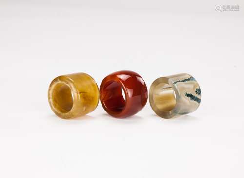 Qing - A Three Agate Archers Rings