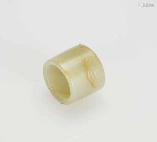 Qing-A White Jade Carved ‘Ruyi’Archers Ring