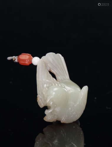 Qing-A Russet White Jade Carved Magpie