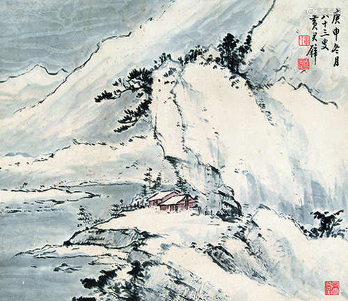 黄君璧 雪景山水 镜片