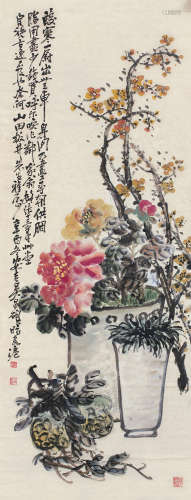 吴昌硕 辛酉-1921年作 花卉 轴