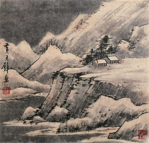 黄君璧 山水 框