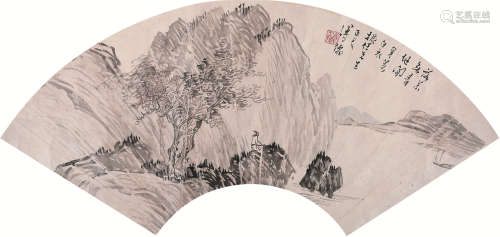 溥儒（1896～1963） 望江图 扇面 设色纸本