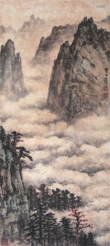 黄君璧（1898～1991） 春山叠嶂 镜框 设色纸本