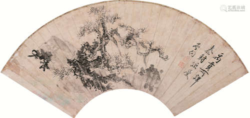 黄宾虹（1865～1955） 古松 扇面 水墨纸本