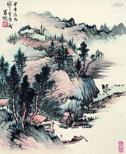 萧愻（1883～1944） 甲申（1944年）作 山水 镜心 设色纸本