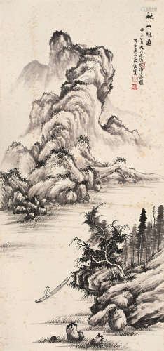 萧俊贤（1865～1949） 甲子（1924年）作 秋山暇游 立轴 水墨纸本