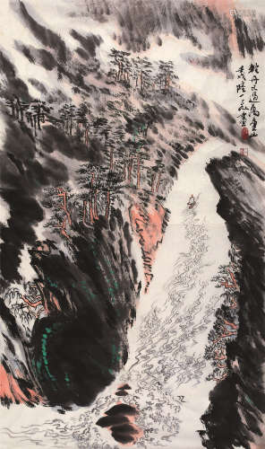 陆一飞（1931～2005） 壬戌（1982年）作 唐人诗意图 镜心 设色纸本