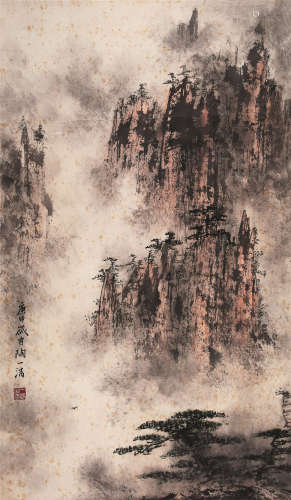 陶一清（1914～1986） 庚申（1980年）作 春山烟雨 立轴 设色纸本