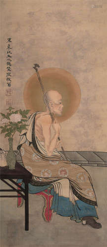 东皋心越（1639～1695） 佛像 立轴 设色绢本