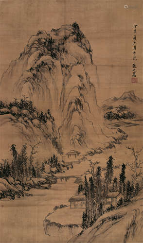张之万（1811～1897） 丁亥（1887年）作 夏山图 立轴 水墨纸本