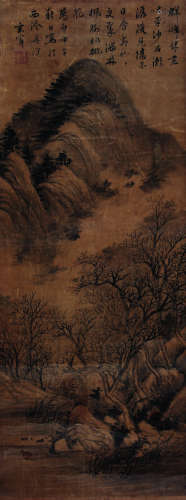 董其昌（1555～1636） 甲午（1594年）作 群峰叠翠 立轴 水墨绫本