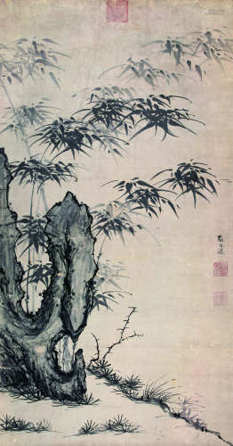 戴明说（1608～1686） 竹石图 立轴 水墨纸本
