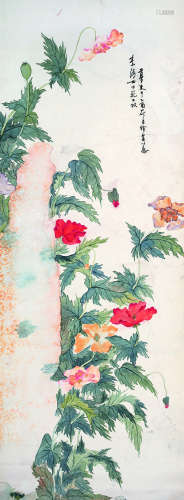 赵梦朱（1892～1985） 乙酉（1945年）作 罂粟花 立轴 设色纸本