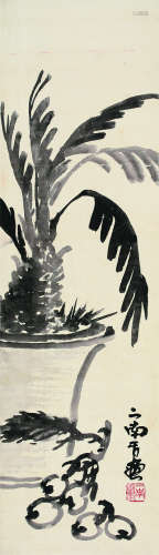 黄二南（1885～1971） 舌画花卉 立轴 水墨绢本