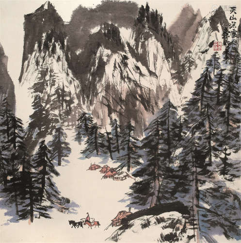 秦岭云（1914～2008） 天山深处 立轴 设色纸本