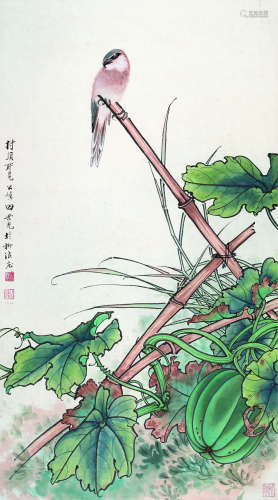 田世光（1916～1999） 村头所见 立轴 设色纸本