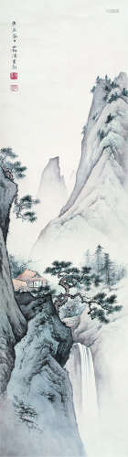 陈少梅（1909～1954） 庚辰（1940年）作 清泉飞瀑图 立轴 设色纸本