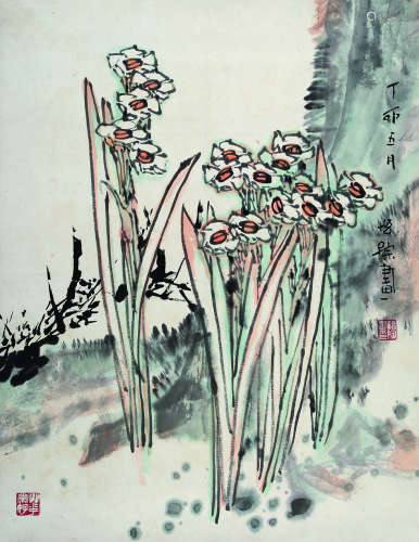 郭怡孮（b.1940） 丁卯（1987年）作 水仙 立轴 设色纸本