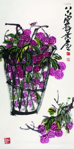 许麟庐（1916～2011） 2004年作 荔枝 立轴 设色纸本