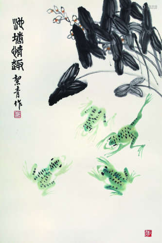 胡絜青（1905～2011） 池塘清趣 镜心 设色纸本