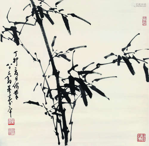 董寿平（1904～1997） 丁卯（1987年）作 墨竹 镜心 水墨纸本