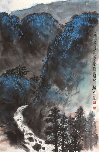 魏紫熙（1915～2002） 1985年作 山水 立轴 设色纸本