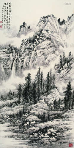 黄君璧（1898～1991） 癸丑（1973年）作 老树千林 立轴 水墨纸本