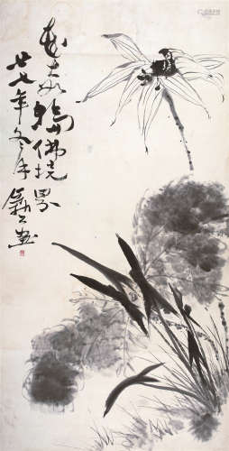 李苦禅（1899～1983） 1938年作 荷花 镜心 水墨纸本