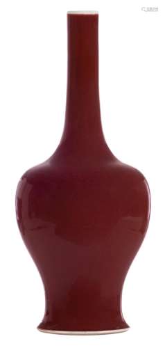 A Chinese sang de boeuf bottle vase with a Kangxi mark, H 40 cm