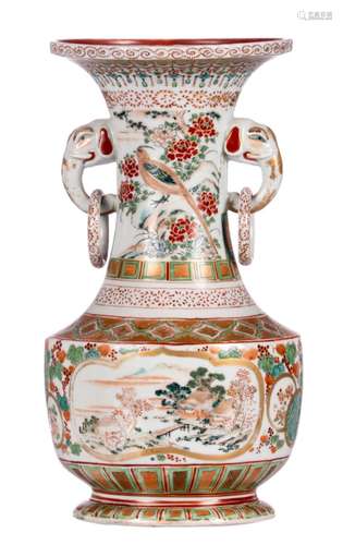 A Japanse polychrome and gold decorated vase, Persian taste (Kutani), signed, 19thC, H 36 cm