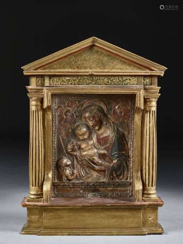 Florence, fin du XVe siècle, d'après Benedetto da Maiano (1442-1497) La Vierge à l'Enfant et petit