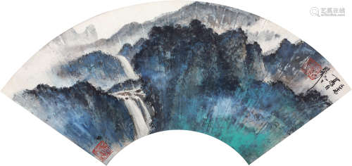 谢稚柳（1910～1997） 1979年作 青山飞瀑 镜框 纸本设色
