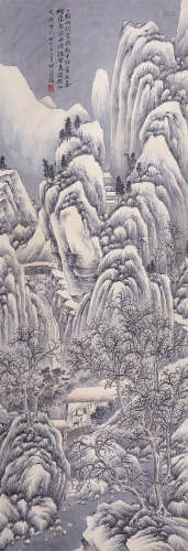 汪琨（1877～1946） 1938年作 雪霁图 立轴 绢本设色