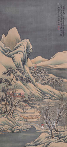 金城（1878～1926） 1913年作 雪霁访友图 立轴 绢本设色