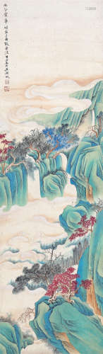 吴湖帆（1894～1968） 1949年作 幽谷云峰 立轴 纸本设色